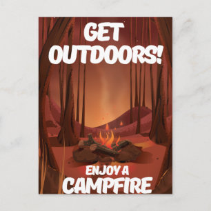 Get Outdoors! Enjoy a Campfire Postcard
