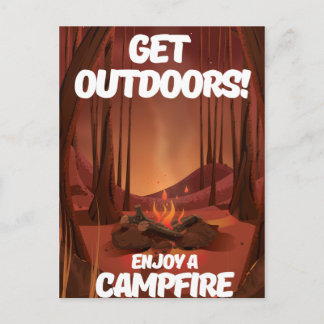 Get Outdoors! Enjoy a Campfire Postcard