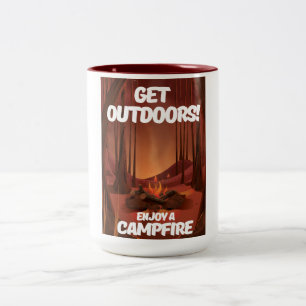 Get Outdoors! Enjoy a Campfire Two-Tone Coffee Mug
