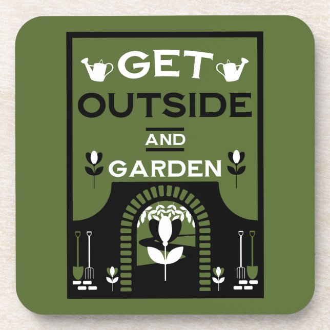 Get Outside Gardening Gift Coaster (Front)