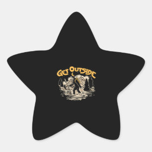Get Outside! Hiking Sasquatch & Mountains Outdoor Star Sticker