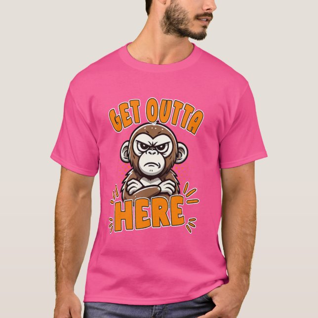 Get Outta Here Grumpy Funny Monkey Meme Humour T-Shirt (Front)