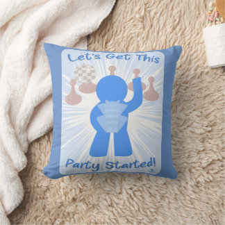 Get Party Started Gamer Fun Meeple Slogan Cushion