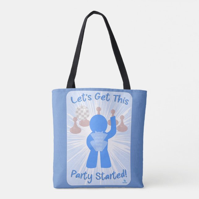 Get Party Started Gamer Funny Comic Meeple  Tote Bag (Back)