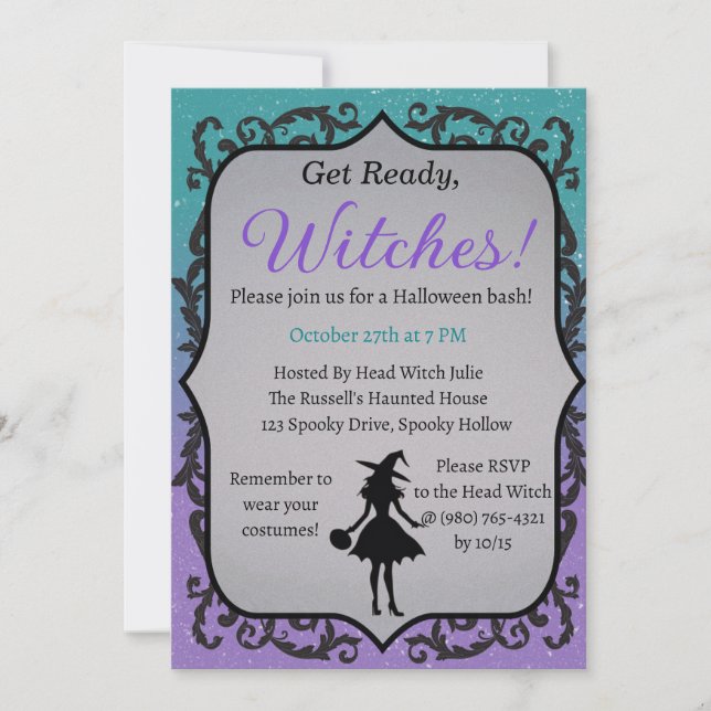 Get Read, Witches! Halloween Party  Invitation (Front)