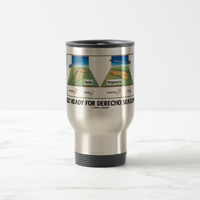 Get Ready For Derecho Season (Meteorology Weather) Travel Mug (Center)