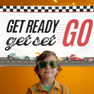 Get Ready Get Set Go! Race Car Birthday Theme Banner
