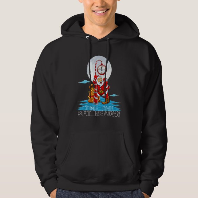 Get Ready Retro Groovy Santa Christmas party match Hoodie (Front)
