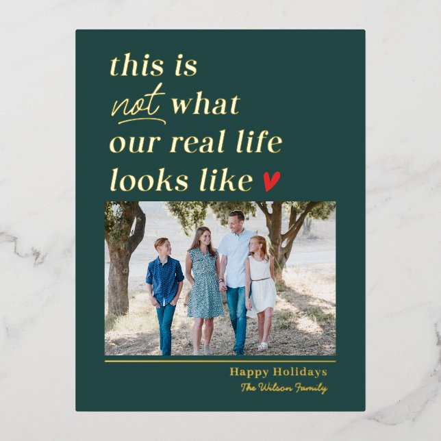 Get Real Foil Christmas Holiday Photo Postcard (Front)