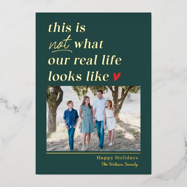 Get Real Foil Holiday Photo Card Christmas Card (Front)