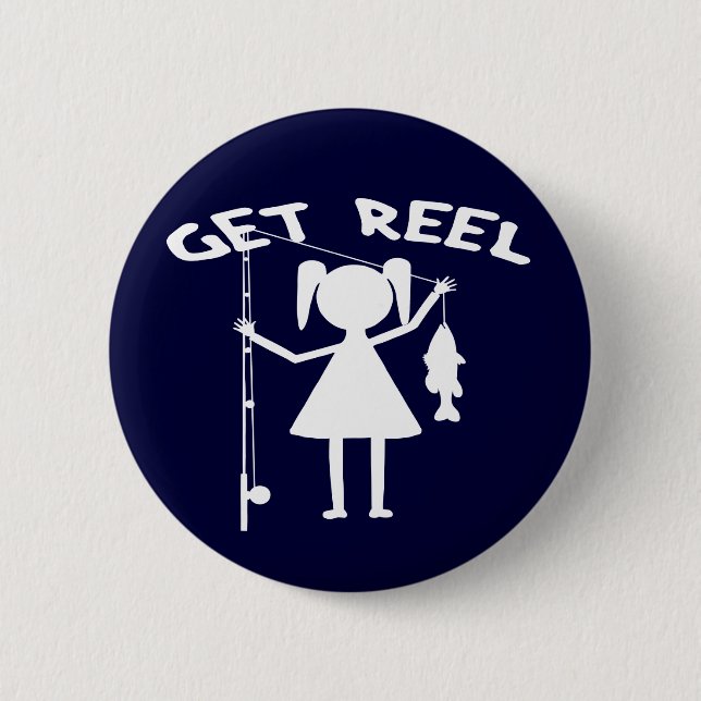 Get Reel - Little Girls Fishing 6 Cm Round Badge (Front)