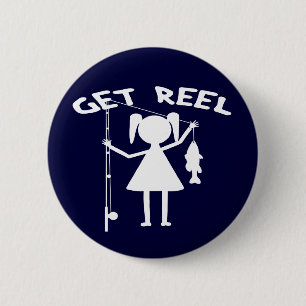 Get Reel - Little Girls Fishing 6 Cm Round Badge