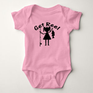 Get Reel - Little Girls Fishing Baby Bodysuit