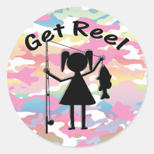 Get Reel - Little Girls Fishing Classic Round Sticker
