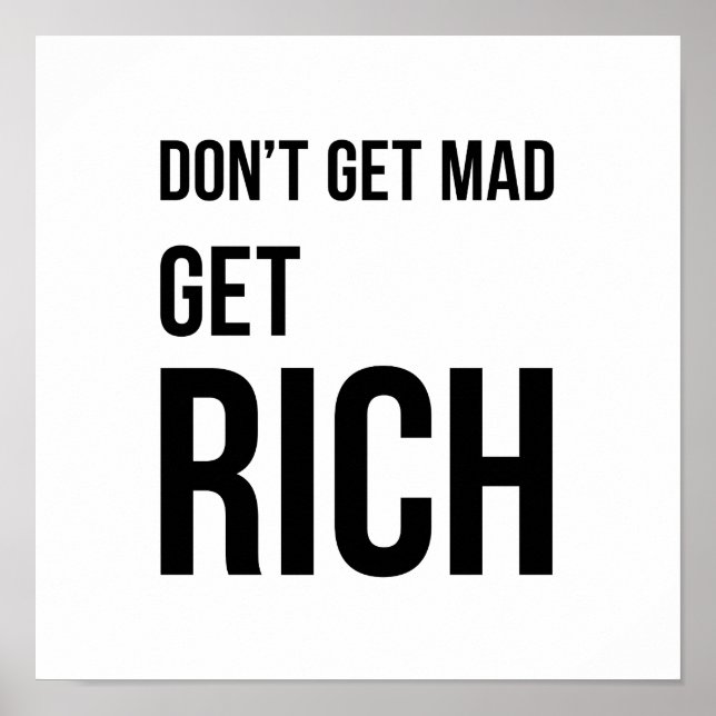 Get Rich Money Quote Posters Success Black White (Front)