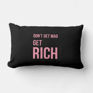 Get Rich Money Quotes Inspiring Pink Black Lumbar Cushion