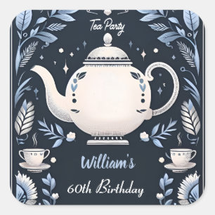 Get Royal Chic Adult Fairy Tea Party 60th Birthday Square Sticker