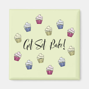 Get Set Bake colourful cupcakes Magnet