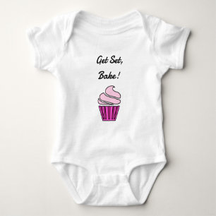 Get set bake pink cupcake baby bodysuit
