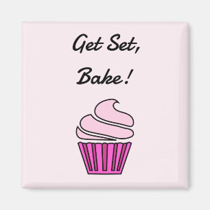 Get set bake pink cupcake magnet