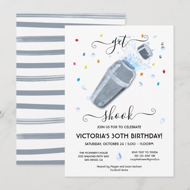 Get Shook Cocktail Shaker Party Invitation (Front/Back)