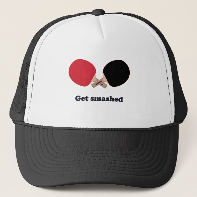 Get Smashed Ping Pong Trucker Hat (Front)