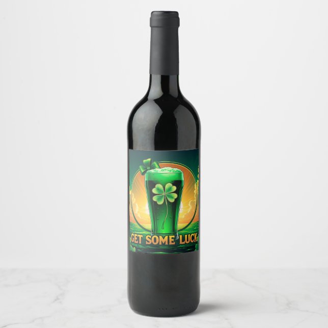 Get some luck wine label (Front)