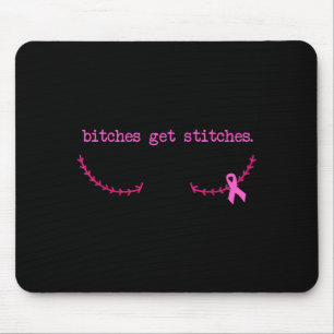 Get stitches pink ribbon breast cancer awareness mouse mat