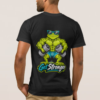 Get Stronger Gym T-Shirt, Muscle Frog Workout Tee, T-Shirt