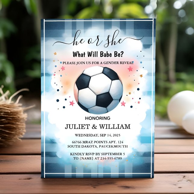 Get Team Ball Pitch Fun Soccer Field Gender Reveal Invitation (Creator Uploaded)