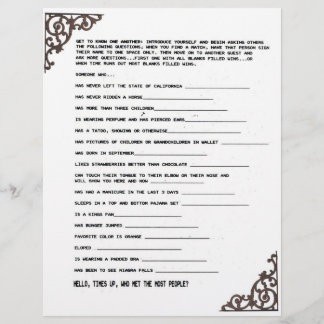 GET TO KNOW YOU GAME CUSTOM LETTERHEAD
