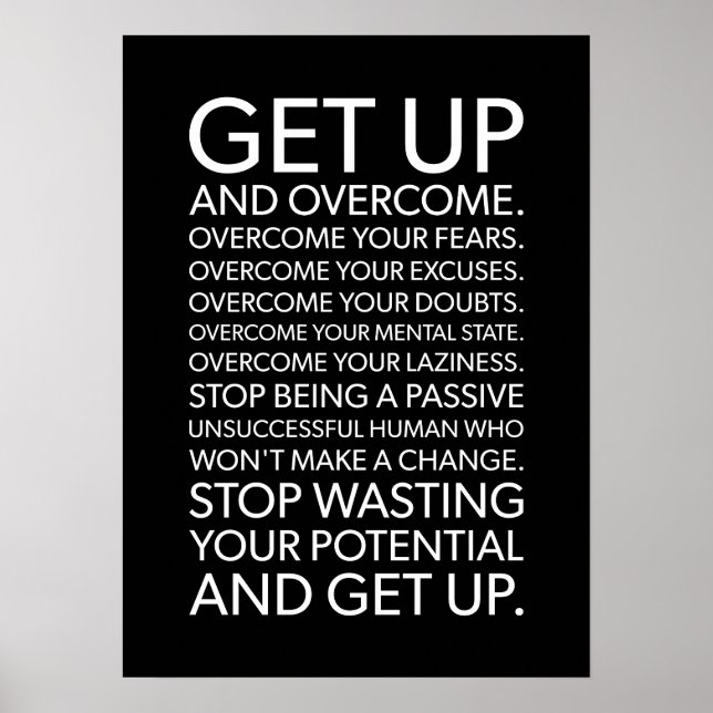 Get Up And Overcome - Gym, Hustle, Success Poster (Front)
