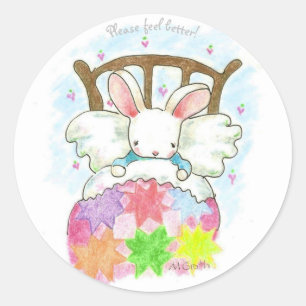 Get Well Bunny sticker tag