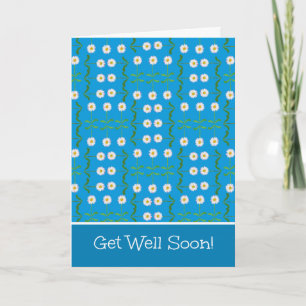 Get Well Card: Daisies Pattern on Turquoise Card