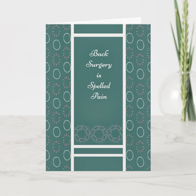 Get Well Card for Back Surgery in Teal (Front)