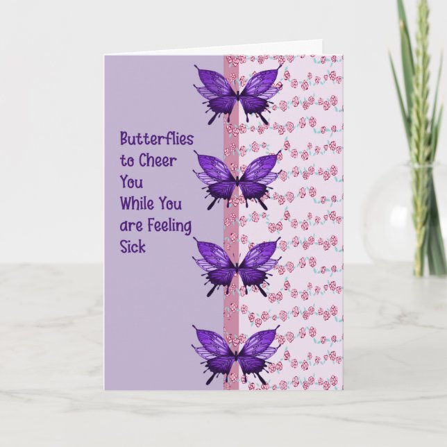 Get Well Card for Bad Cold with Butterflies (Front)