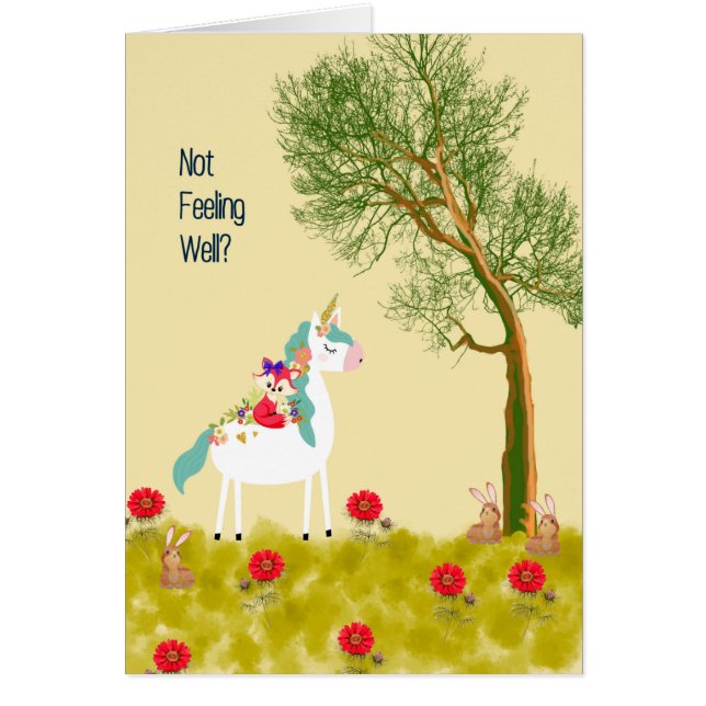 Get Well Card for Child with Fox and Unicorn (Front)