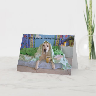 Get well card, photo of dog playing sick thank you card