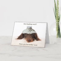 Get well card with a dachshund hound dog