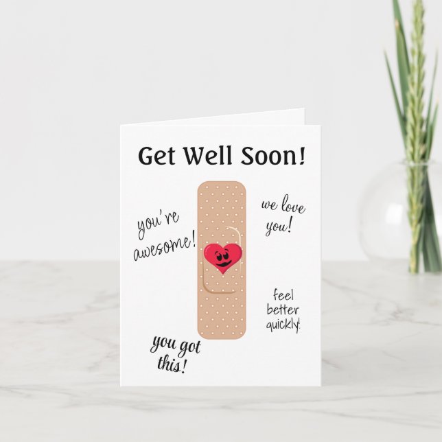 Get Well Card with Cute Bandaid (Front)