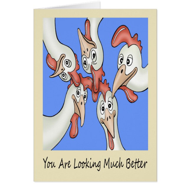 Get Well Cartoon Caricatures of Chickens (Front)
