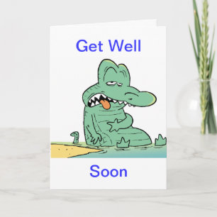 Get Well Cartoon Crocodile Card