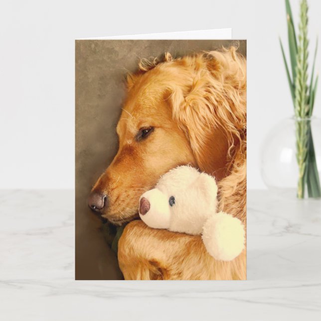 Get Well Cute Sad Golden Retriever Dog Pet Card (Front)