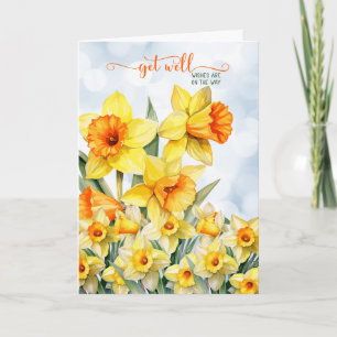 Get Well Daffodil Garden with Blue Sky Bokeh  Card
