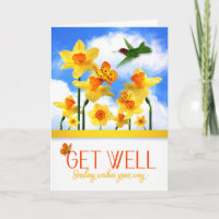 Get Well Daffodil Garden with Hummingbird