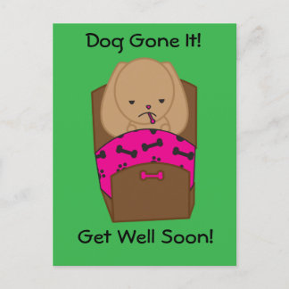 Get Well Dog Gone It Funny Personalise Postcard