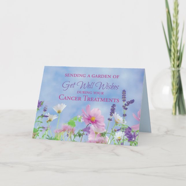 Get Well During Cancer Treatments Garden Flowers Card (Front)