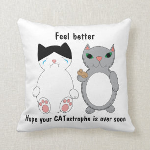 Get Well Feel Better Cat Funny Personalise Cushion