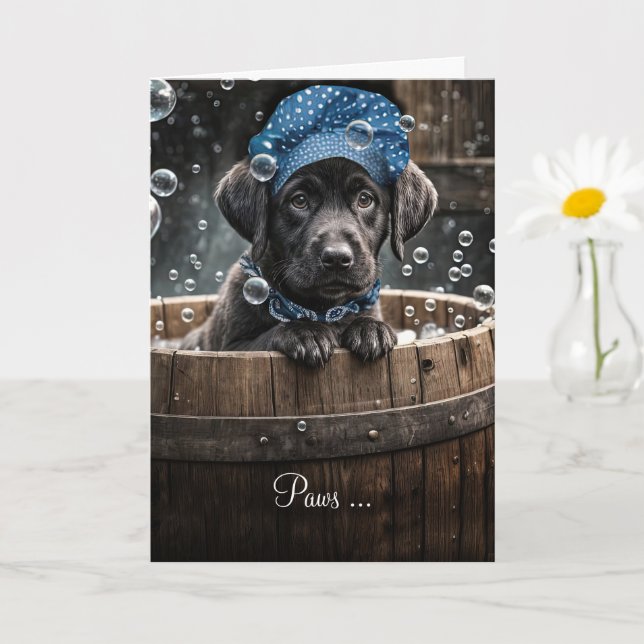 Get Well Feel Better Cute Black Labrador Retriever Card (Small Plant)
