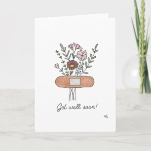 Get Well Flowers and Bandaid Card